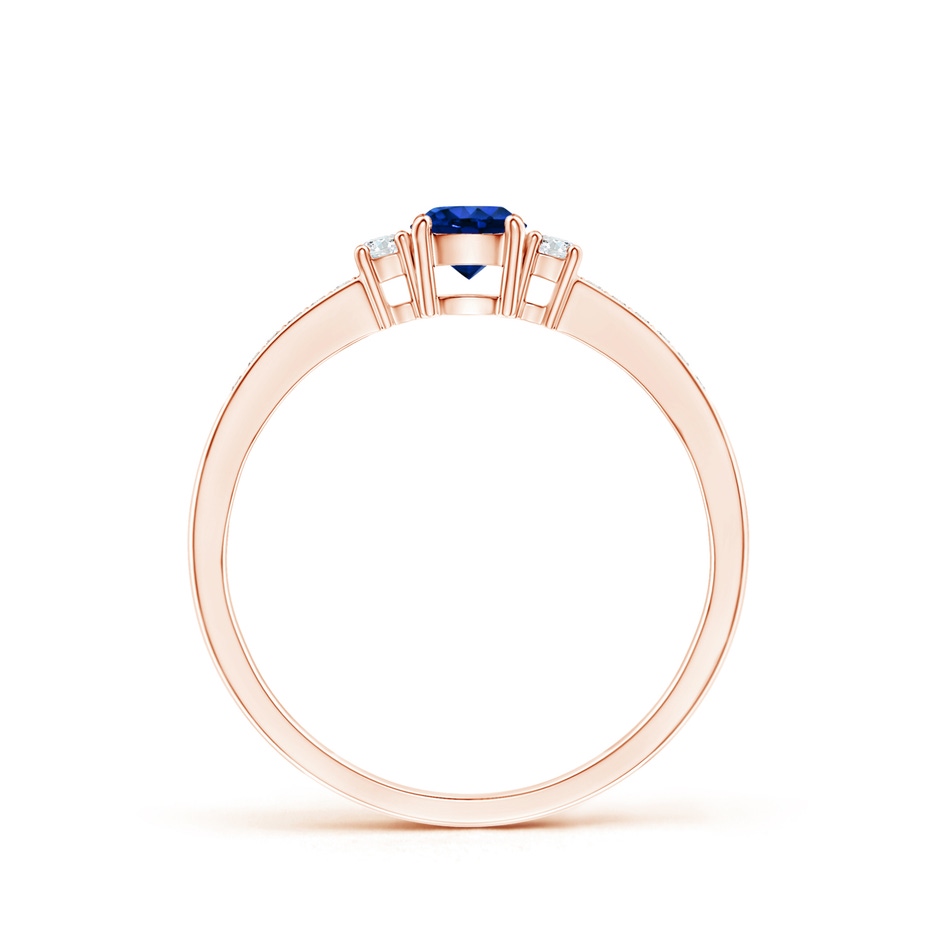 4mm AAAA Classic Three Stone Blue Sapphire and Diamond Ring in Rose Gold side 199