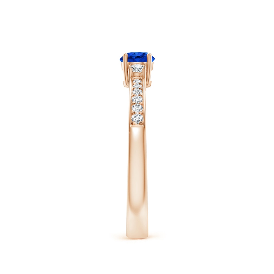 4mm AAAA Classic Three Stone Blue Sapphire and Diamond Ring in Rose Gold side 299