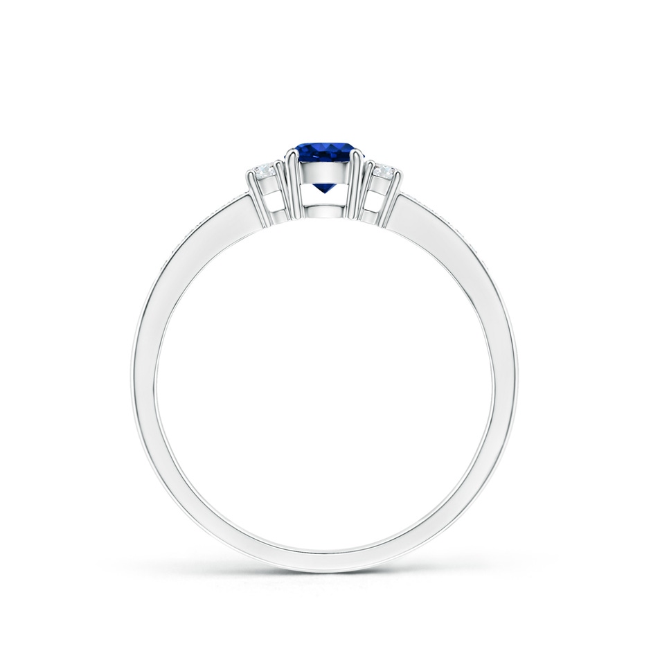 4mm AAAA Classic Three Stone Blue Sapphire and Diamond Ring in White Gold side 199
