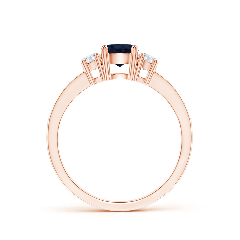 5mm A Classic Three Stone Blue Sapphire and Diamond Ring in Rose Gold side 199