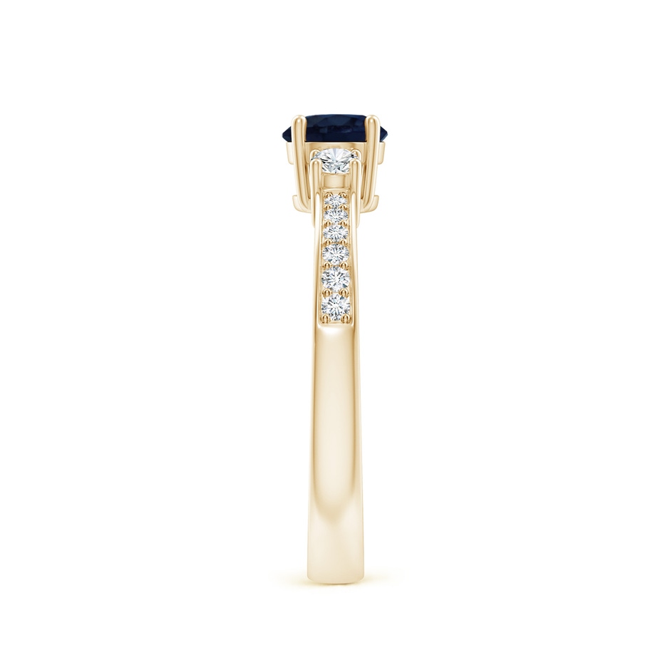 5mm A Classic Three Stone Blue Sapphire and Diamond Ring in Yellow Gold side 299