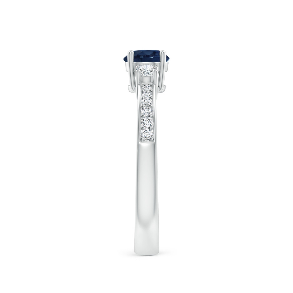 5mm AA Classic Three Stone Blue Sapphire and Diamond Ring in P950 Platinum side 299