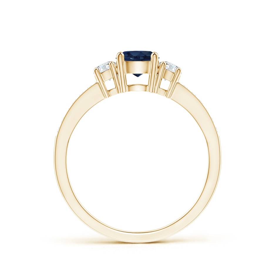 5mm AA Classic Three Stone Blue Sapphire and Diamond Ring in Yellow Gold side 199