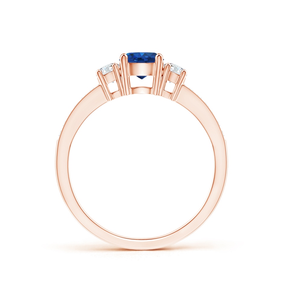5mm AAA Classic Three Stone Blue Sapphire and Diamond Ring in Rose Gold side 199