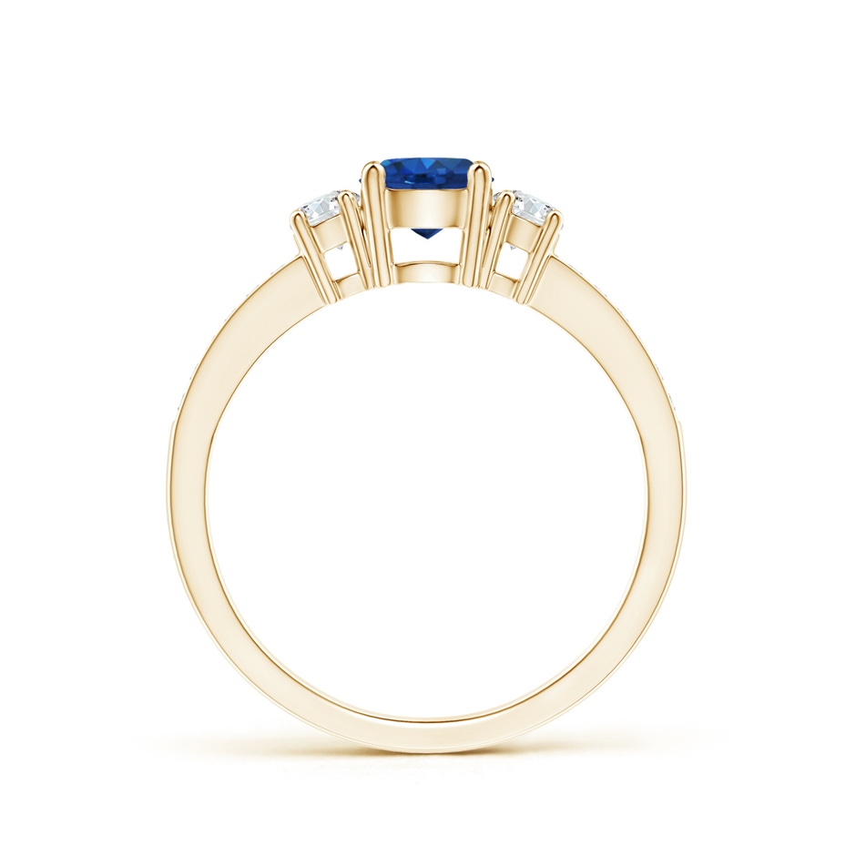 5mm AAA Classic Three Stone Blue Sapphire and Diamond Ring in Yellow Gold side 199