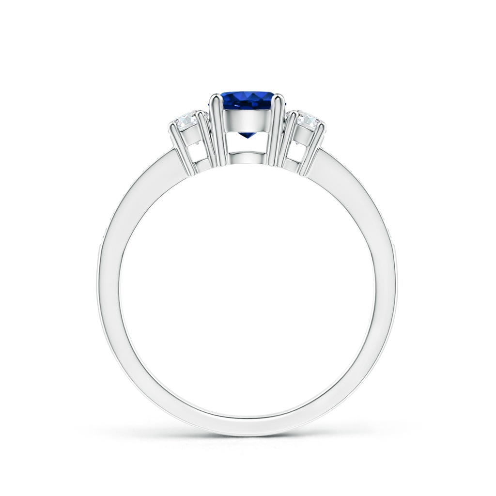 5mm Lab-Grown Classic Three Stone Blue Sapphire and Diamond Ring in White Gold - side 199