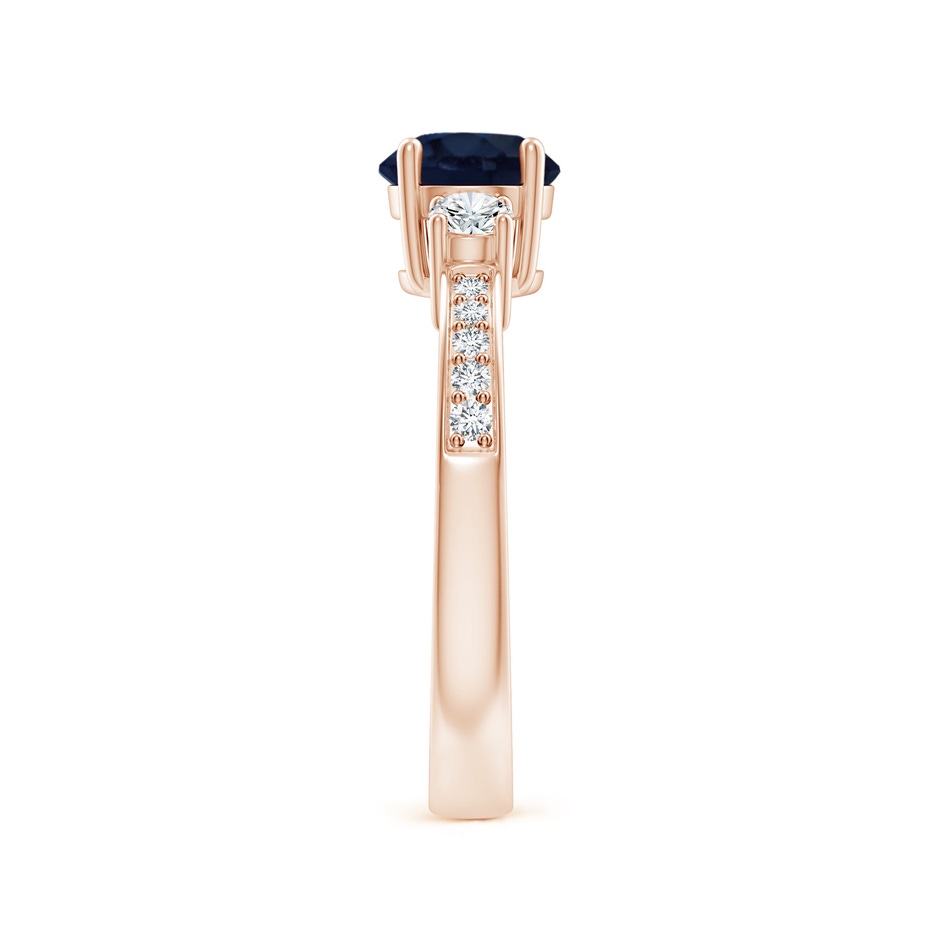 6mm A Classic Three Stone Blue Sapphire and Diamond Ring in Rose Gold side 299