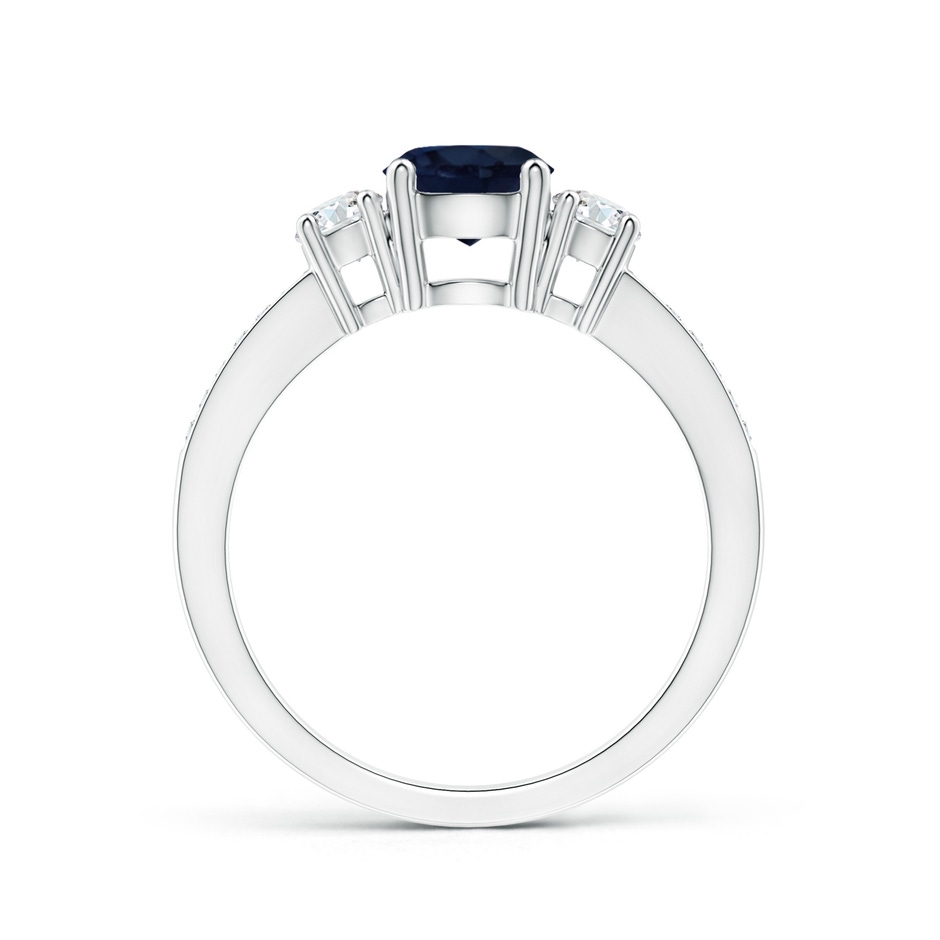 6mm A Classic Three Stone Blue Sapphire and Diamond Ring in White Gold side 199