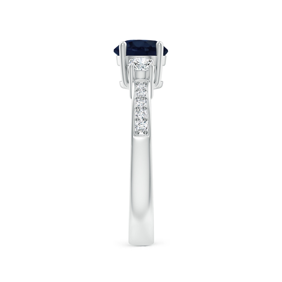 6mm A Classic Three Stone Blue Sapphire and Diamond Ring in White Gold side 299