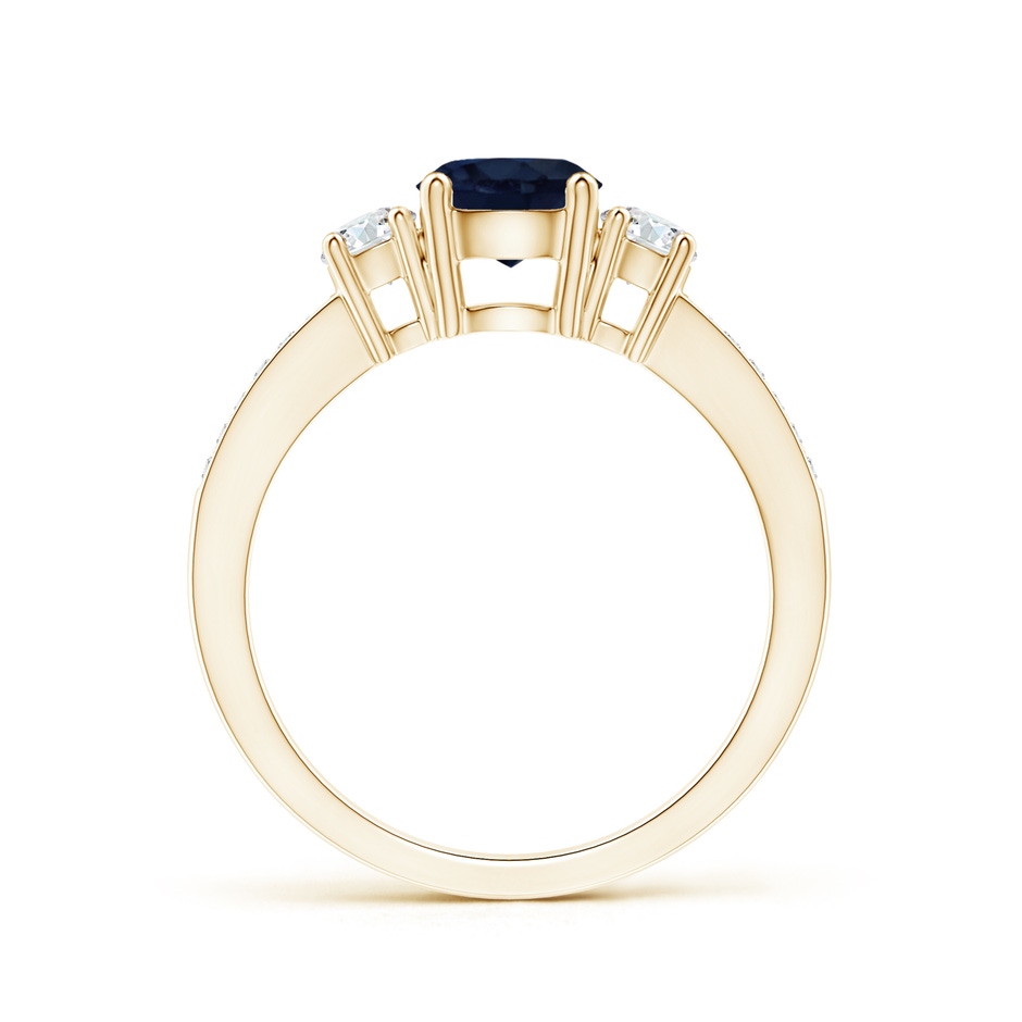 6mm A Classic Three Stone Blue Sapphire and Diamond Ring in Yellow Gold side 199