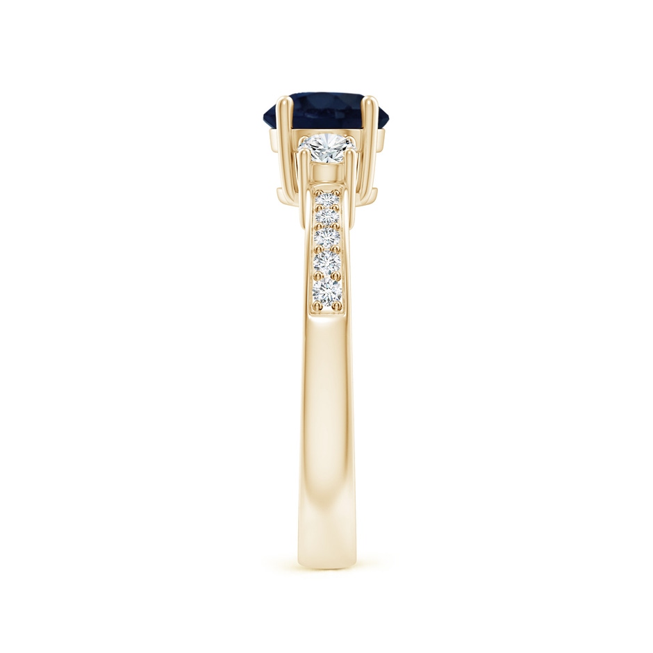 6mm A Classic Three Stone Blue Sapphire and Diamond Ring in Yellow Gold side 299