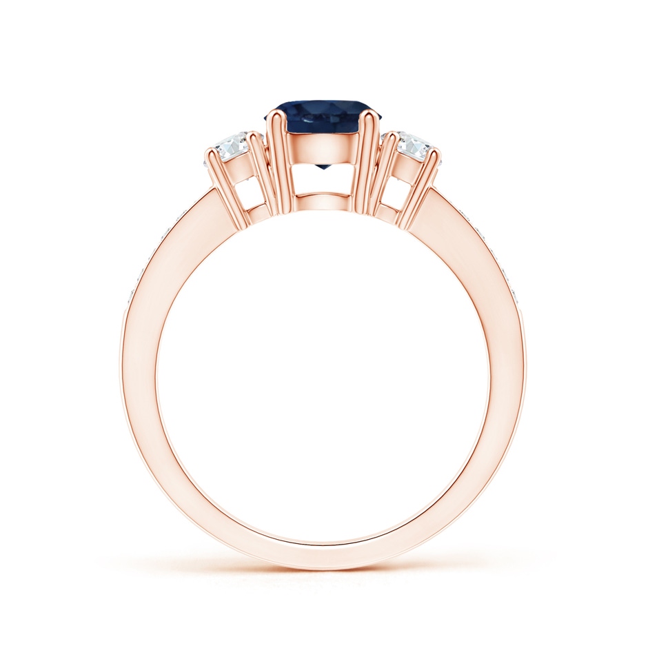 6mm AA Classic Three Stone Blue Sapphire and Diamond Ring in Rose Gold side 199