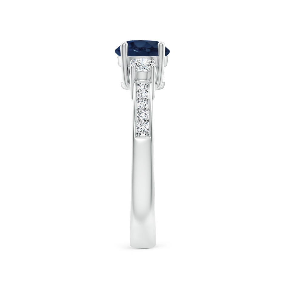 6mm AA Classic Three Stone Blue Sapphire and Diamond Ring in White Gold side 299