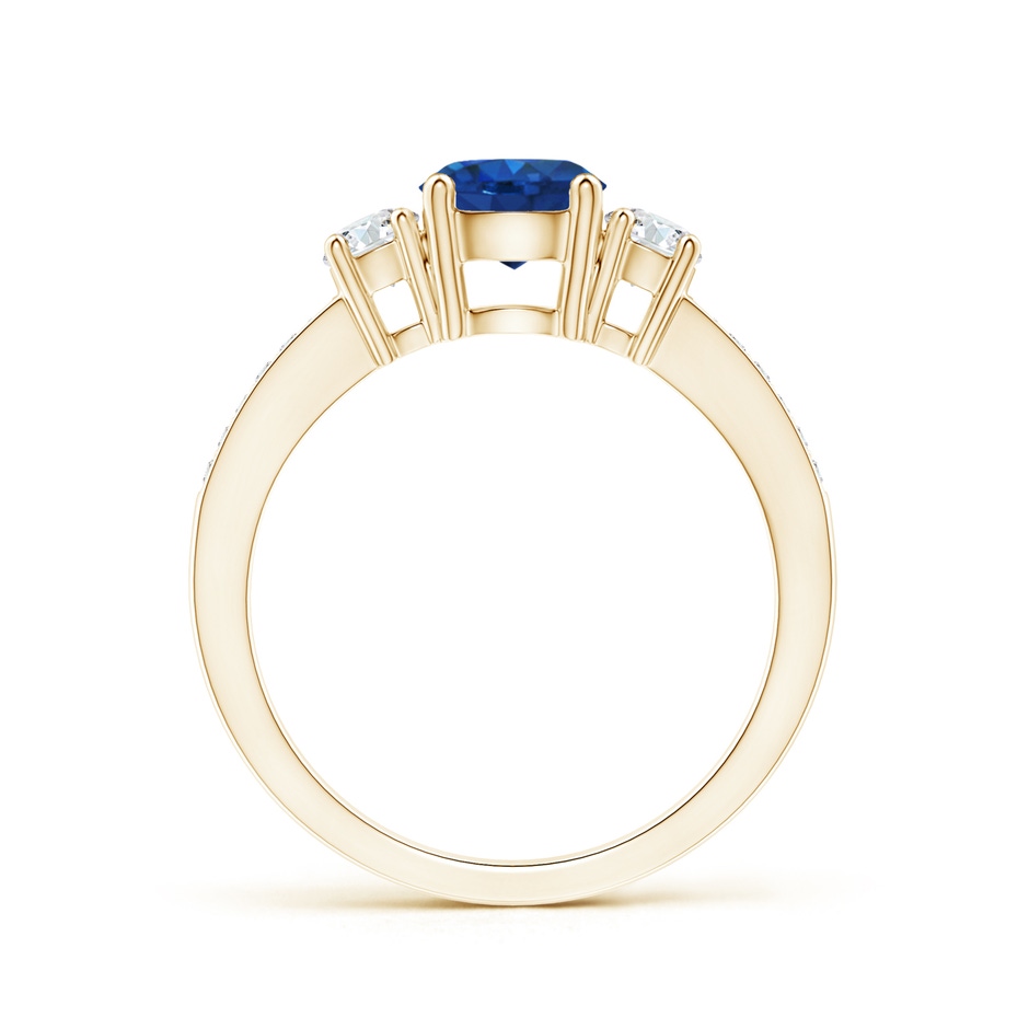 6mm AAA Classic Three Stone Blue Sapphire and Diamond Ring in Yellow Gold side 199