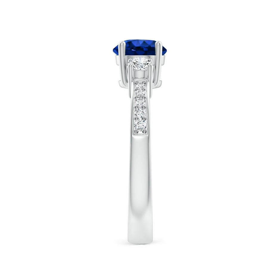 6mm AAAA Classic Three Stone Blue Sapphire and Diamond Ring in White Gold side 299