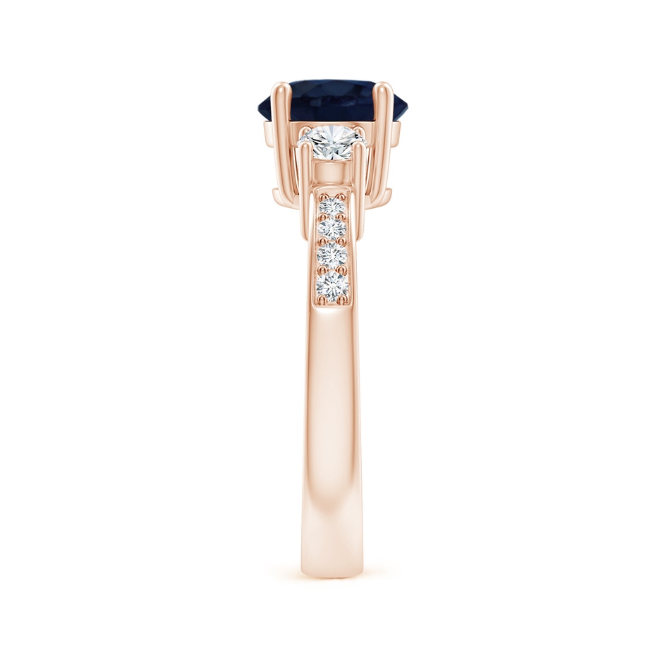 7mm A Classic Three Stone Blue Sapphire and Diamond Ring in Rose Gold side 299