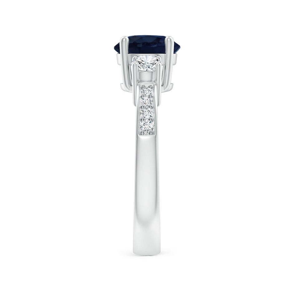 7mm A Classic Three Stone Blue Sapphire and Diamond Ring in White Gold side 299