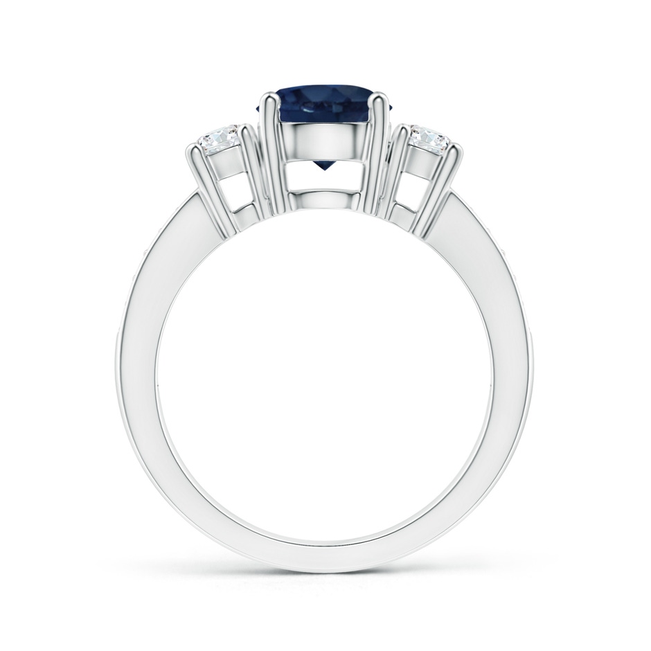 7mm AA Classic Three Stone Blue Sapphire and Diamond Ring in White Gold side 199