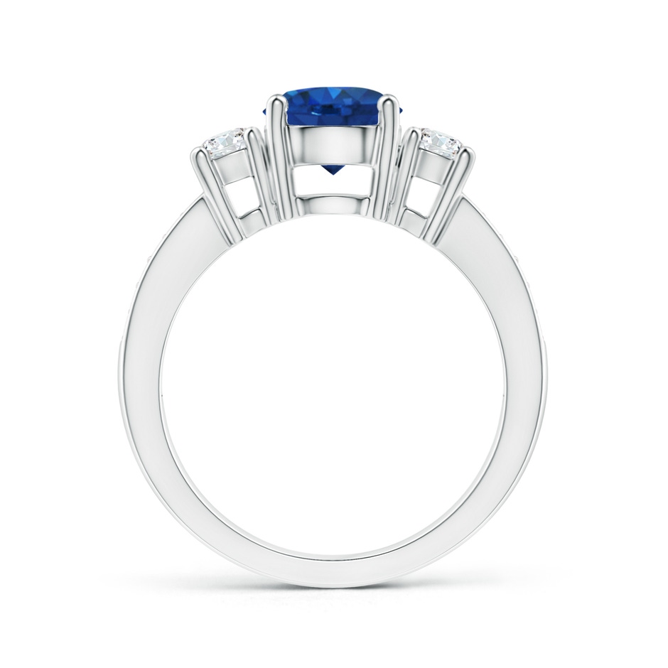 7mm AAA Classic Three Stone Blue Sapphire and Diamond Ring in White Gold side 199