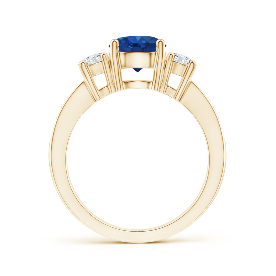 7mm AAA Classic Three Stone Blue Sapphire and Diamond Ring in Yellow Gold side 199