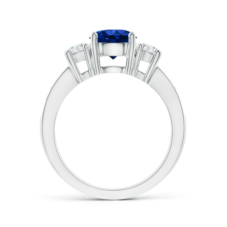 7mm AAAA Classic Three Stone Blue Sapphire and Diamond Ring in P950 Platinum side 199
