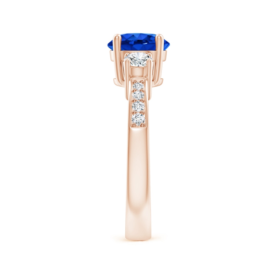 7mm AAAA Classic Three Stone Blue Sapphire and Diamond Ring in Rose Gold side 299