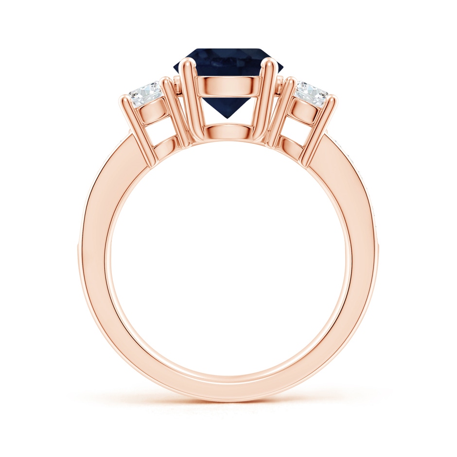 8mm A Classic Three Stone Blue Sapphire and Diamond Ring in Rose Gold side 199
