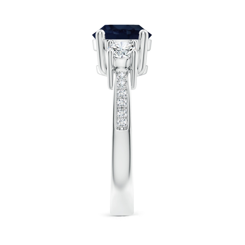 8mm A Classic Three Stone Blue Sapphire and Diamond Ring in White Gold side 299