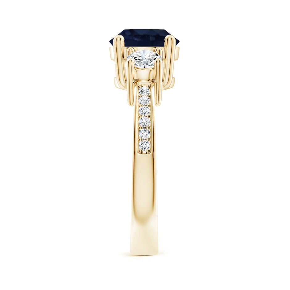 8mm A Classic Three Stone Blue Sapphire and Diamond Ring in Yellow Gold side 299