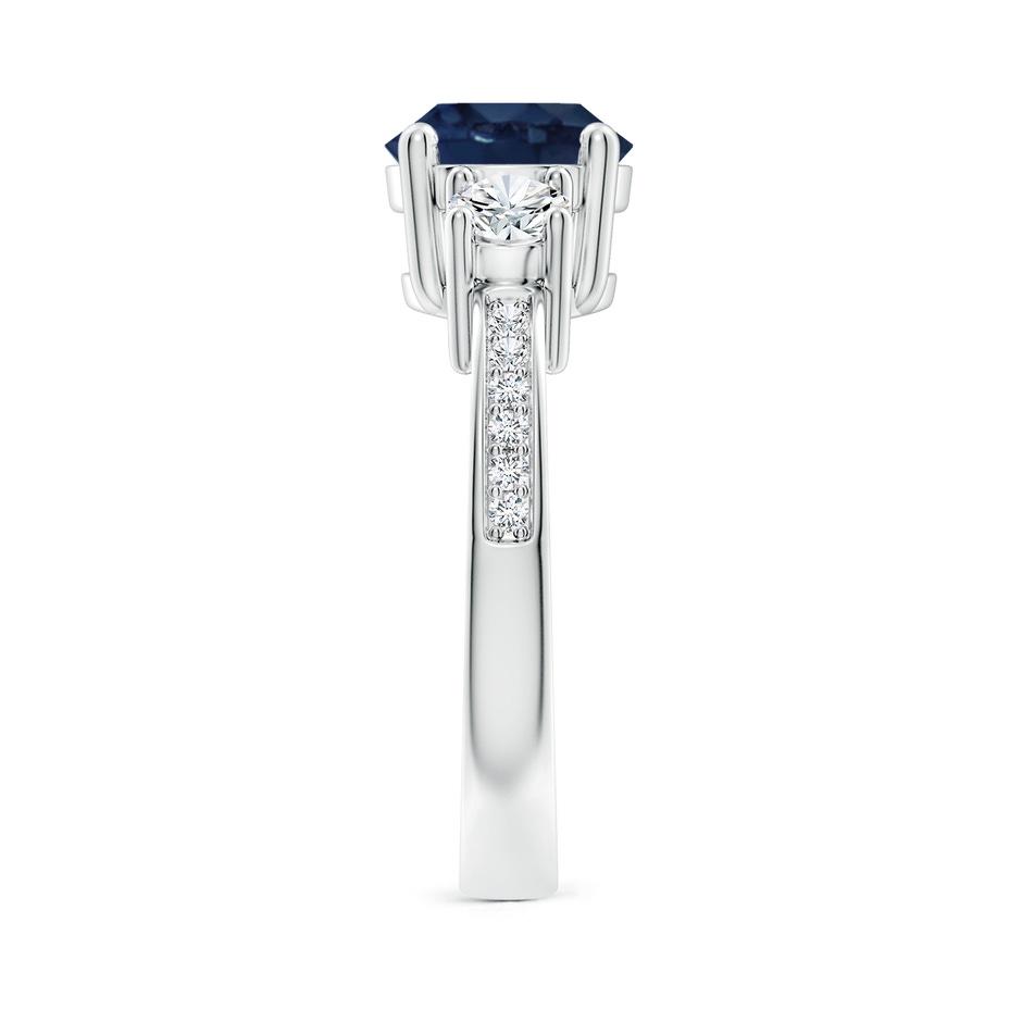 8mm AA Classic Three Stone Blue Sapphire and Diamond Ring in P950 Platinum side 299