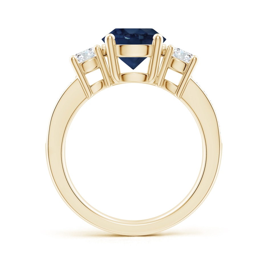 8mm AA Classic Three Stone Blue Sapphire and Diamond Ring in Yellow Gold side 199
