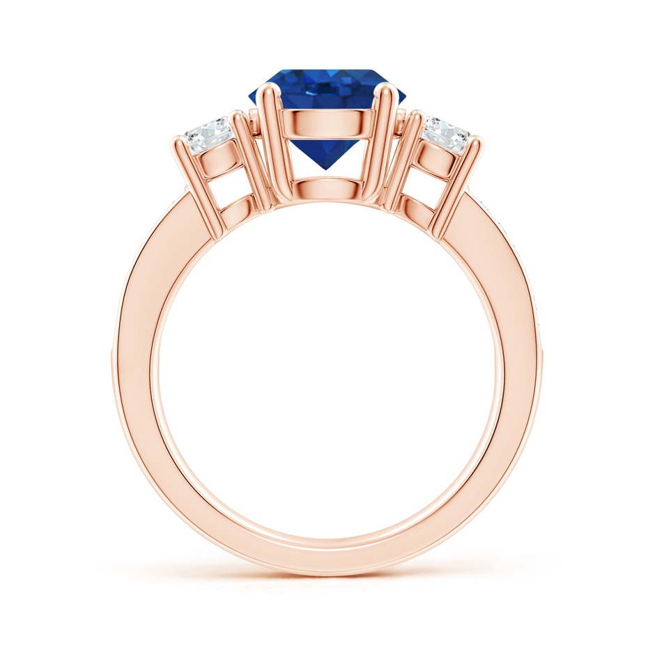 8mm AAA Classic Three Stone Blue Sapphire and Diamond Ring in Rose Gold side 199