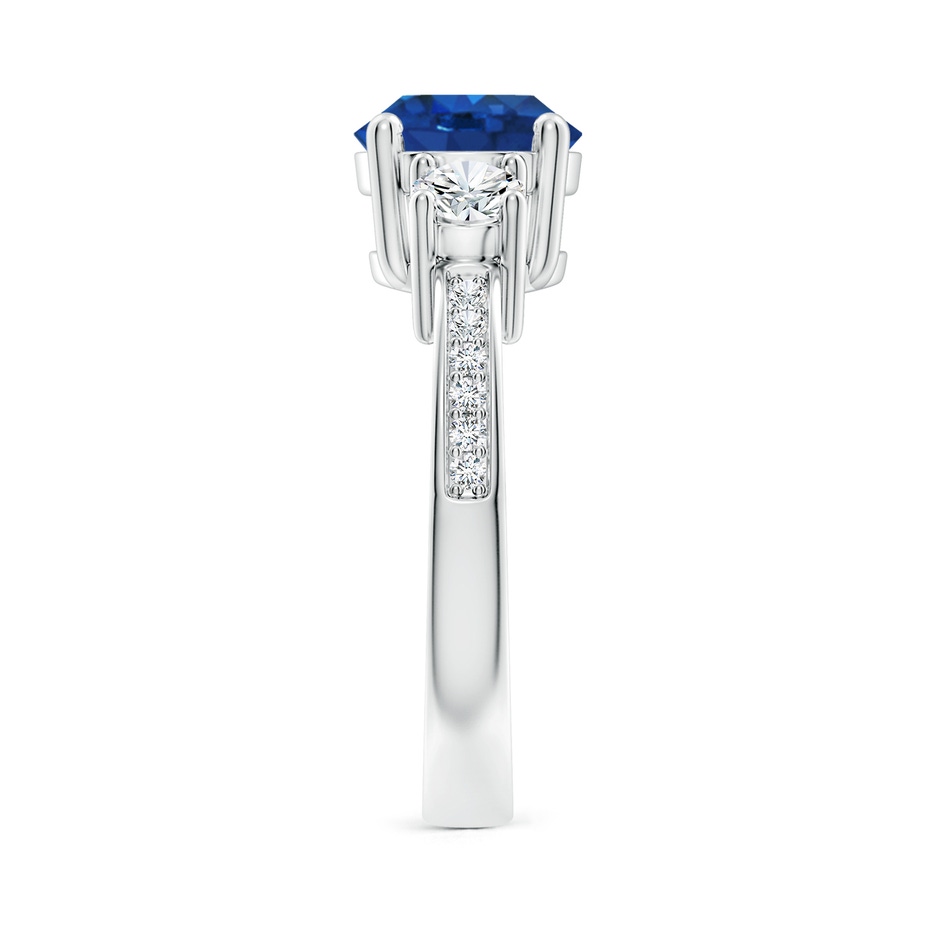 8mm AAA Classic Three Stone Blue Sapphire and Diamond Ring in White Gold side 299