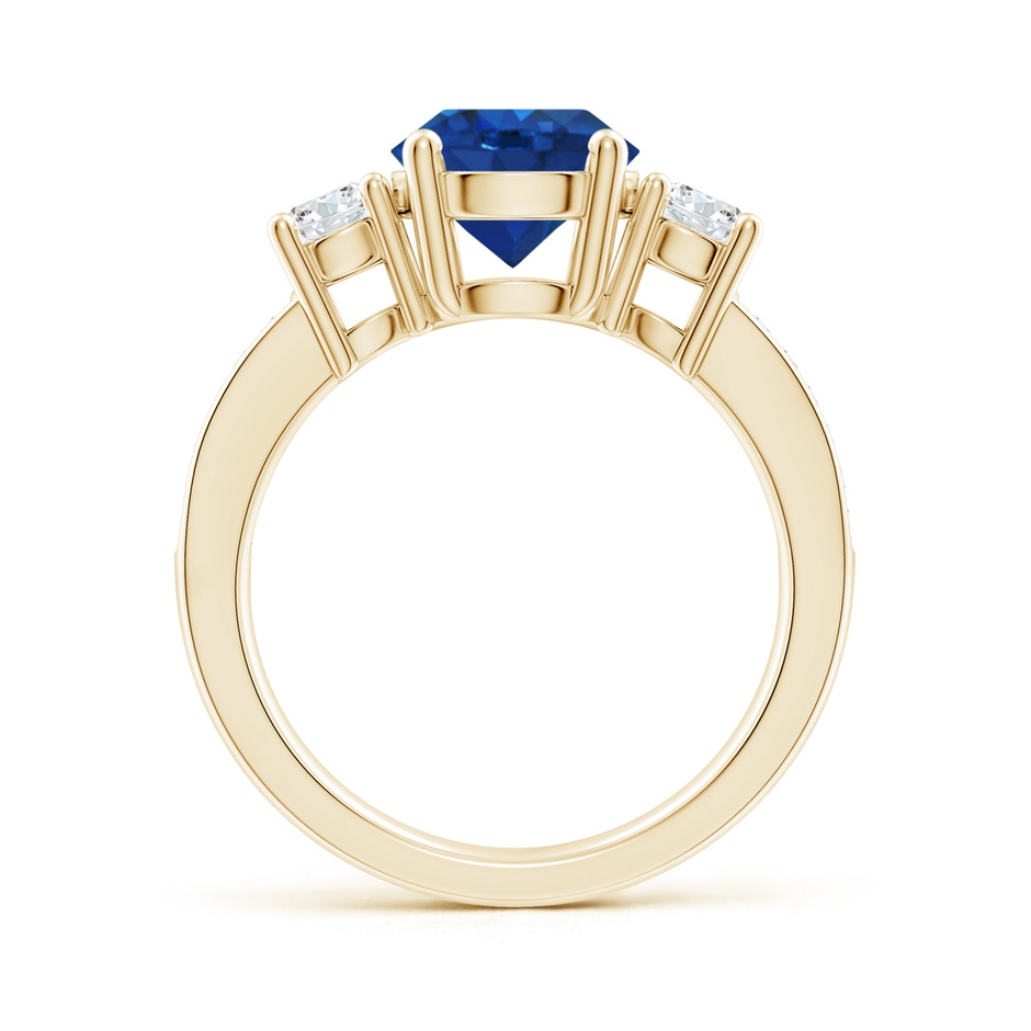 8mm AAA Classic Three Stone Blue Sapphire and Diamond Ring in Yellow Gold side 199