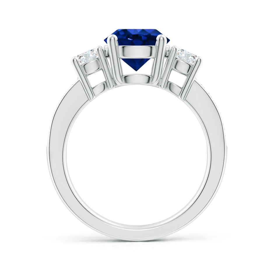 8mm AAAA Classic Three Stone Blue Sapphire and Diamond Ring in P950 Platinum side 199