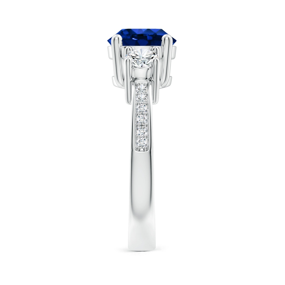 8mm AAAA Classic Three Stone Blue Sapphire and Diamond Ring in P950 Platinum side 299