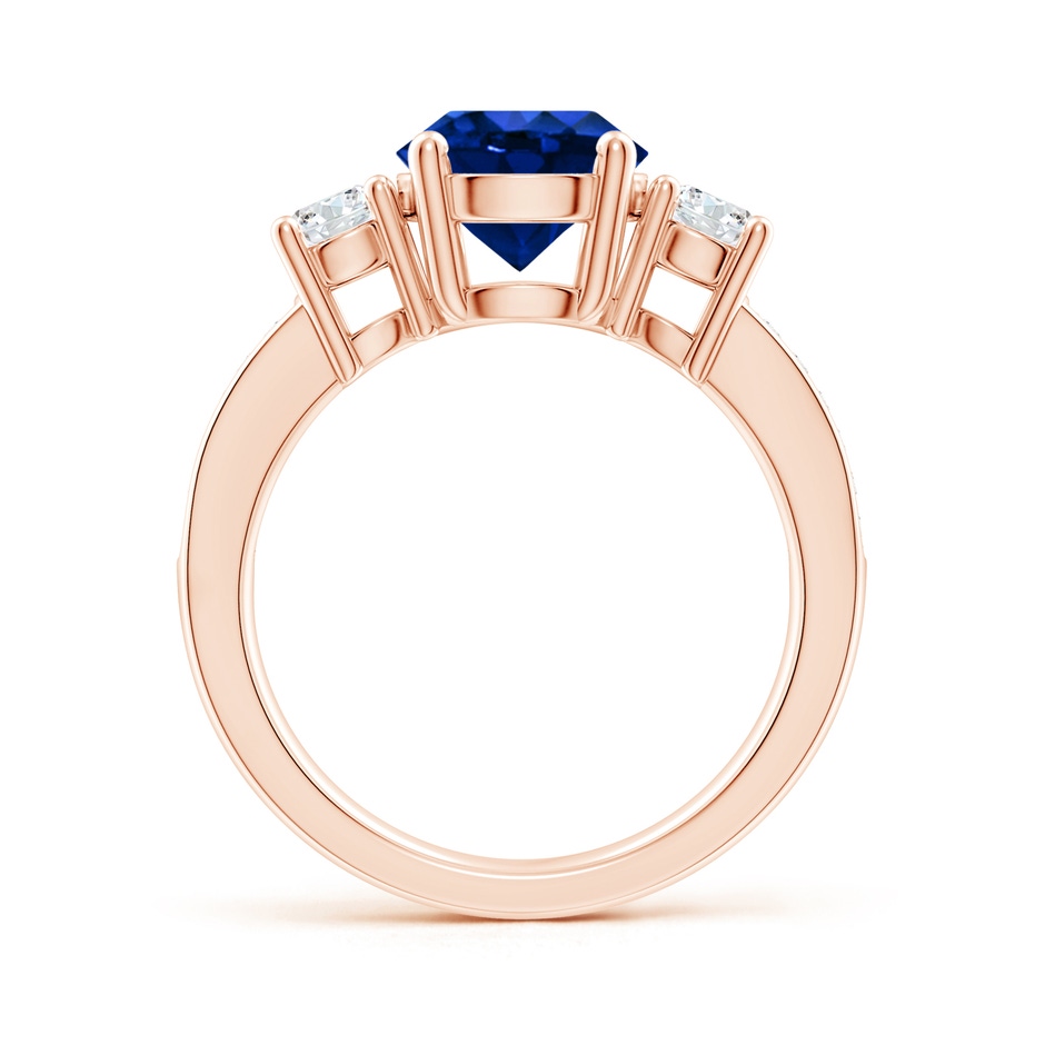 8mm AAAA Classic Three Stone Blue Sapphire and Diamond Ring in Rose Gold side 199