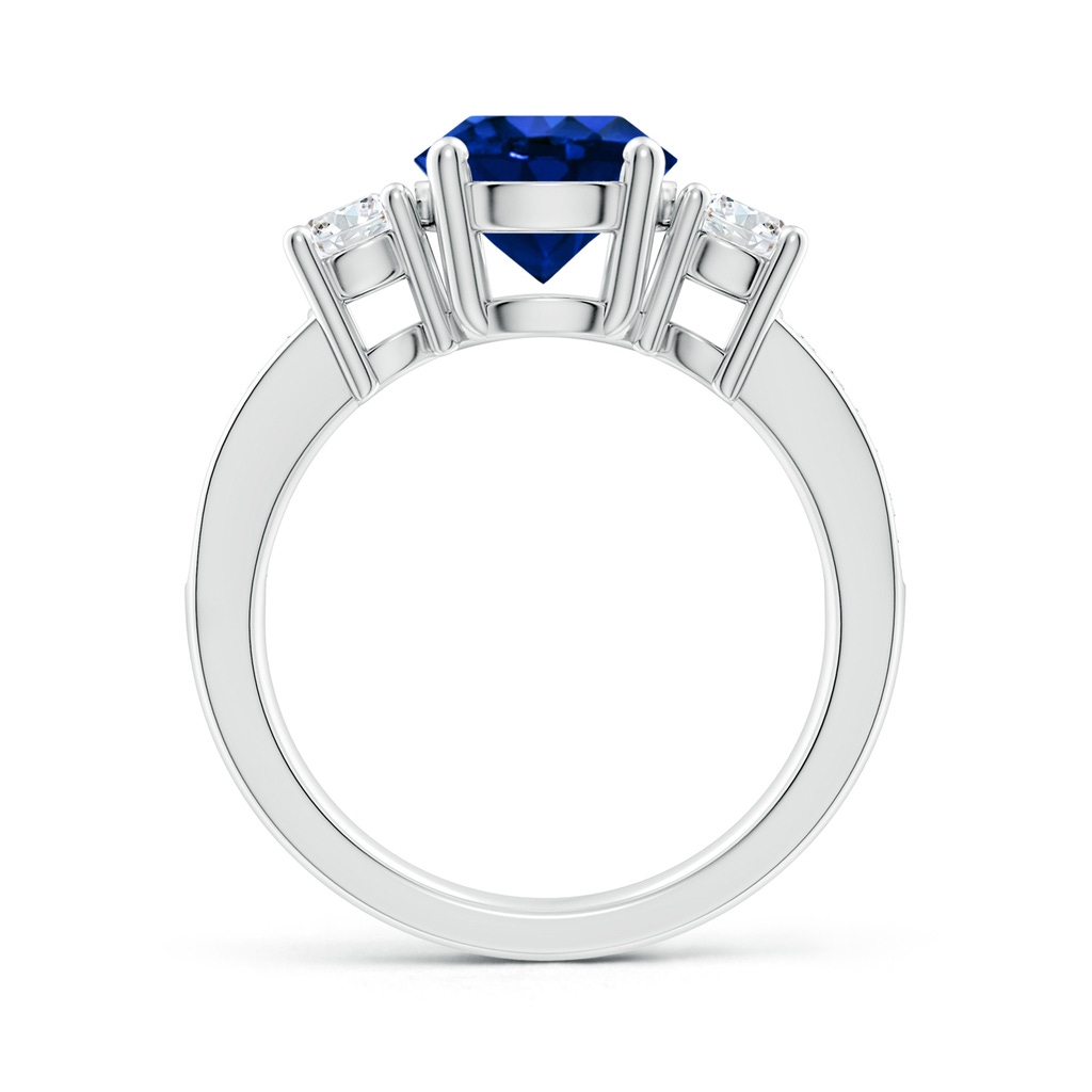8mm Lab-Grown Classic Three Stone Blue Sapphire and Diamond Ring in White Gold - side 199