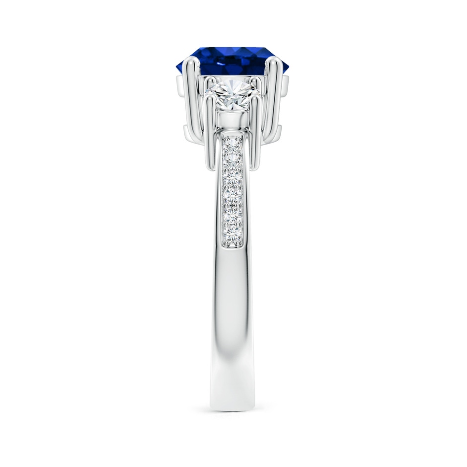 8mm Lab-Grown Classic Three Stone Blue Sapphire and Diamond Ring in White Gold side 299