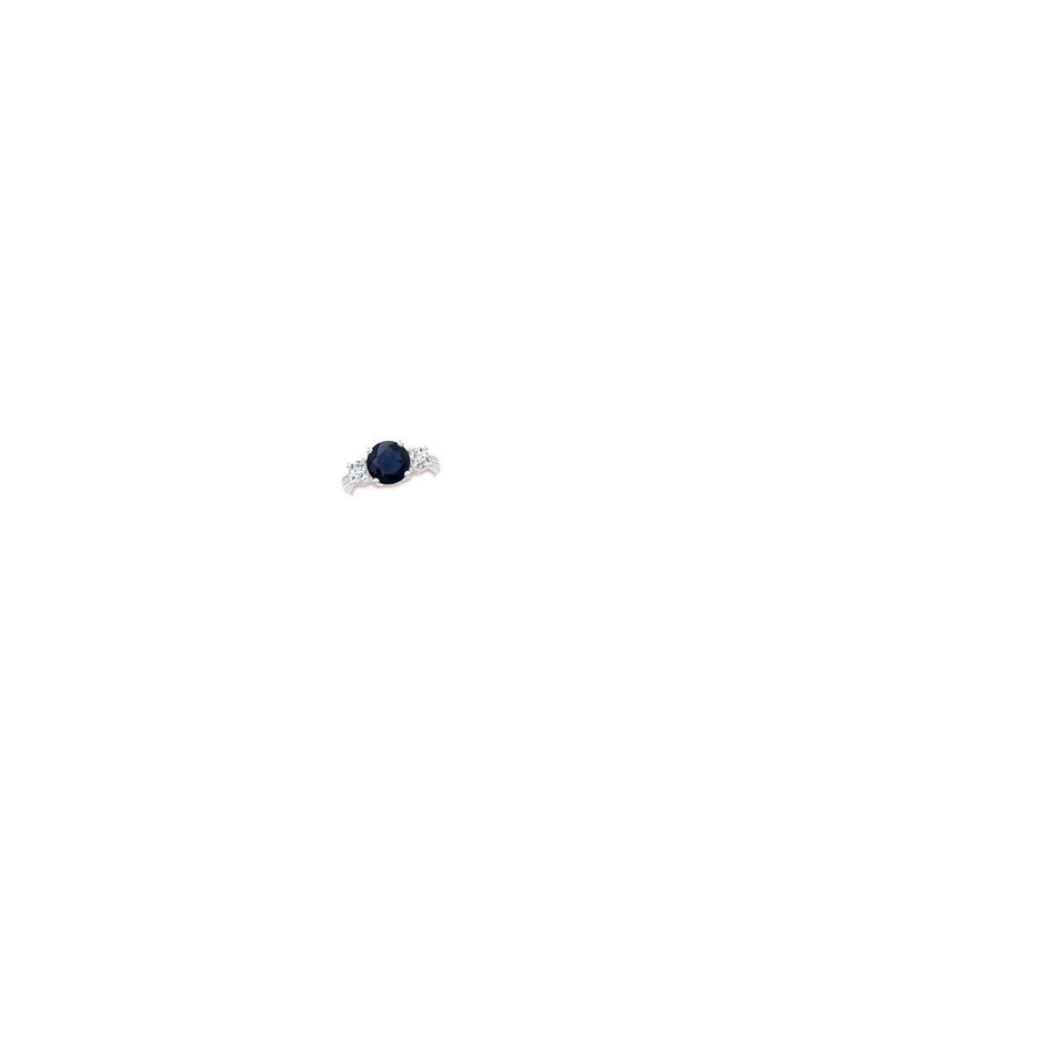 9mm A Classic Three Stone Blue Sapphire and Diamond Ring in P950 Platinum hand