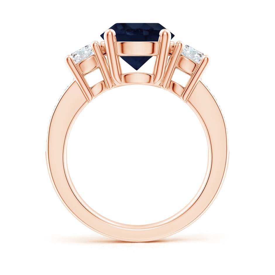 9mm A Classic Three Stone Blue Sapphire and Diamond Ring in Rose Gold side 199