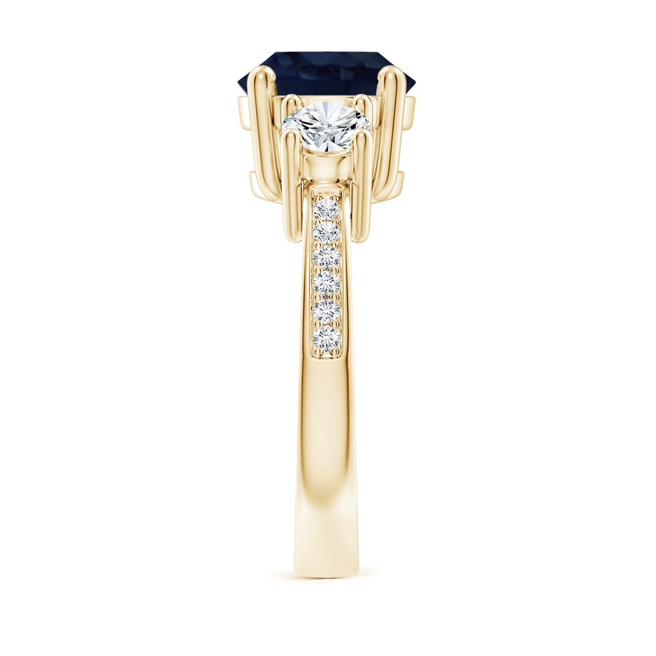 9mm A Classic Three Stone Blue Sapphire and Diamond Ring in Yellow Gold side 299