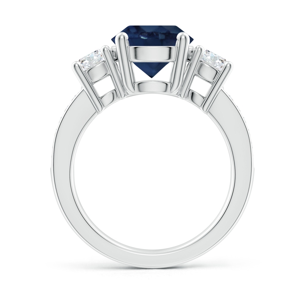 9mm AA Classic Three Stone Blue Sapphire and Diamond Ring in P950 Platinum Side 199