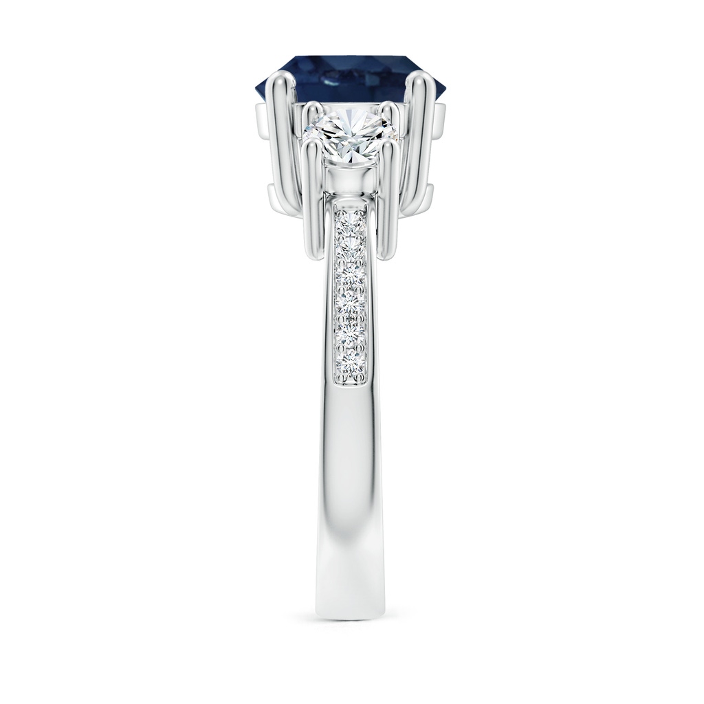 9mm AA Classic Three Stone Blue Sapphire and Diamond Ring in P950 Platinum Side 299