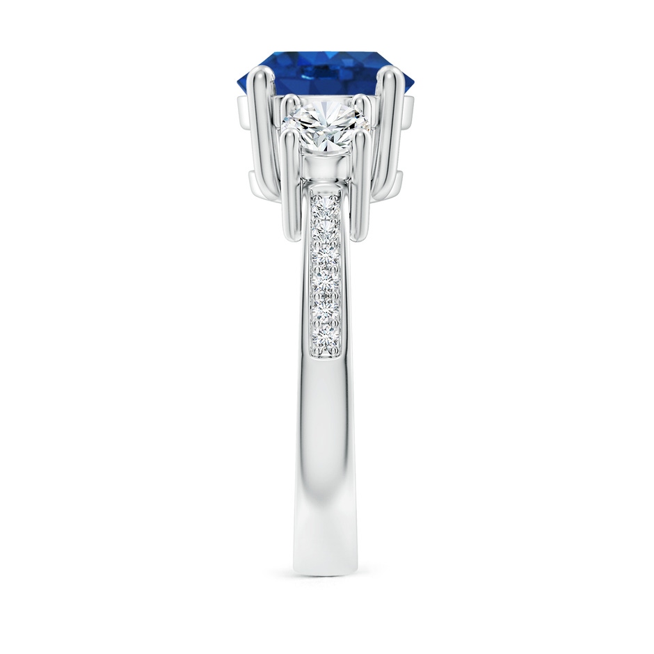 9mm AAA Classic Three Stone Blue Sapphire and Diamond Ring in White Gold side 299