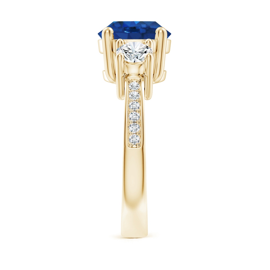 9mm AAA Classic Three Stone Blue Sapphire and Diamond Ring in Yellow Gold side 299