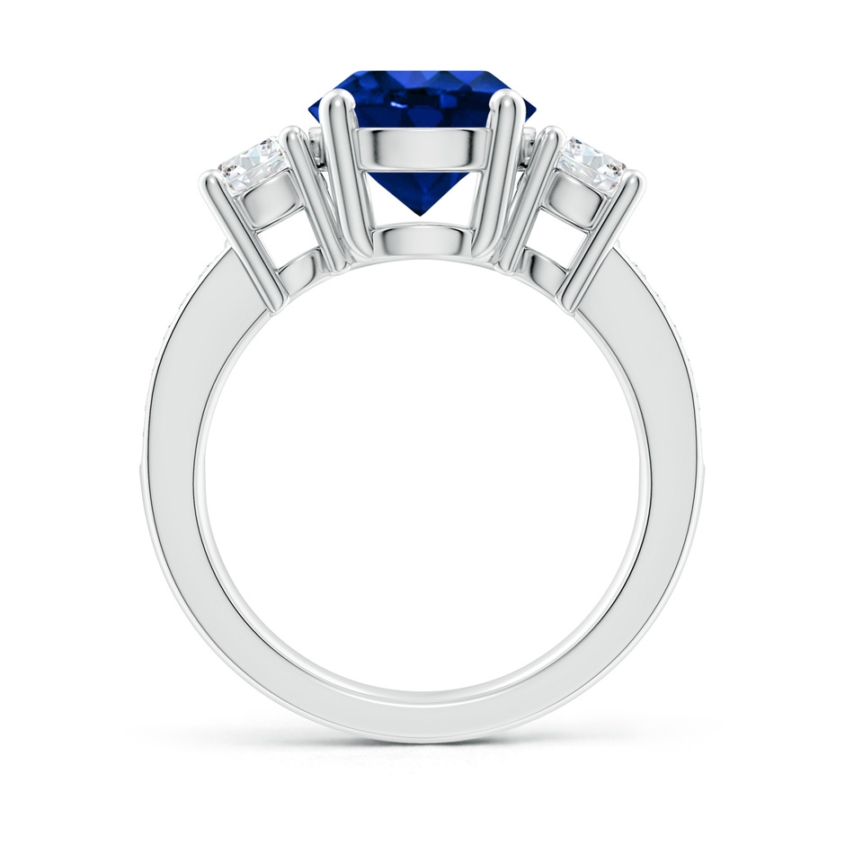 9mm AAAA Classic Three Stone Blue Sapphire and Diamond Ring in P950 Platinum side 199