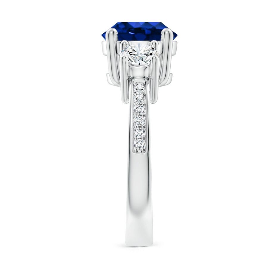 9mm AAAA Classic Three Stone Blue Sapphire and Diamond Ring in P950 Platinum side 299