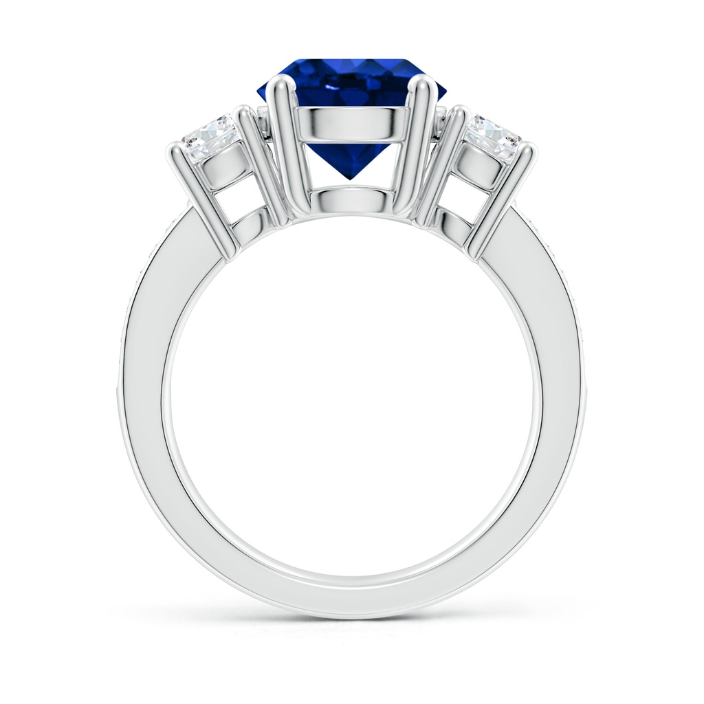 9mm Lab-Grown Classic Three Stone Blue Sapphire and Diamond Ring in White Gold - side 199