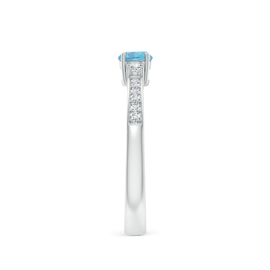 4mm A Classic Three Stone Round Swiss Blue Topaz and Diamond Engagement Ring in P950 Platinum side 299